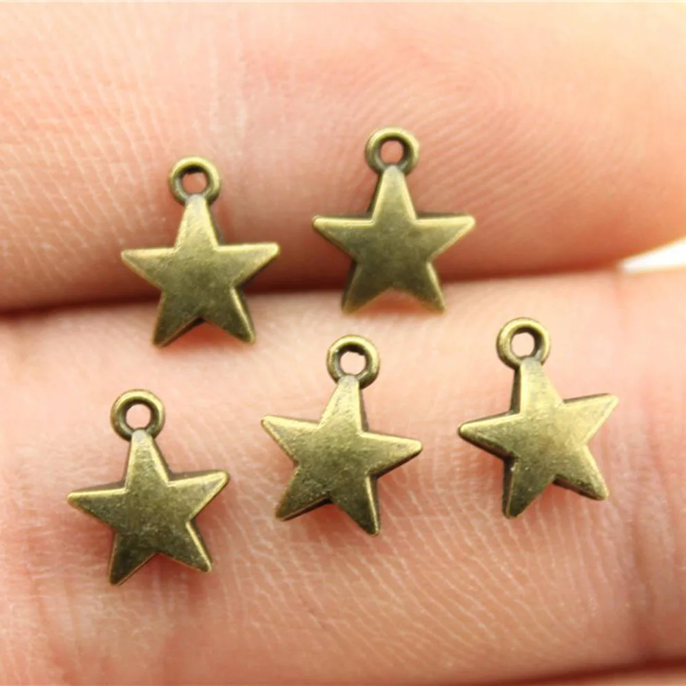 

40pcs 8.6x7.1mm 2 Colors Antique Silver Color Antique Bronze Color Tiny Star Charms Handmade Jewelry Making Accessories