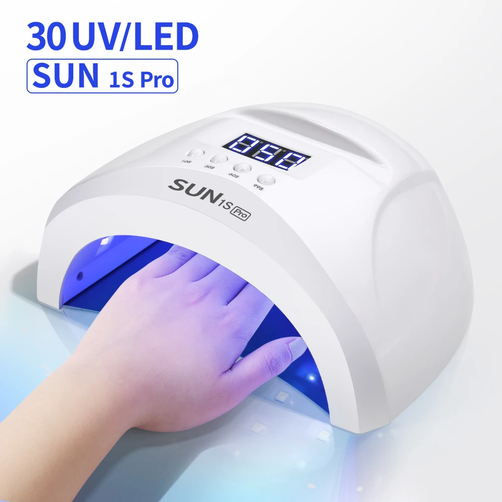 SUN 1S Pro UV LED Nail Lamp 48W Gel Polish Dryer 30 Beads LCD Display Infrared Sensor Detachable Base Manicure Pedicure Machine
