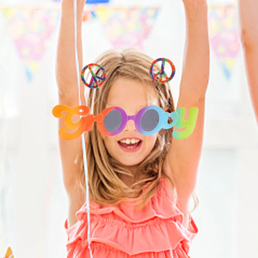 

Party Glasses Colorful Groovy Sunglasses Novelty Costume Accessories SemiTransparent Grey Lenses Fit Adults Kids Masquerade