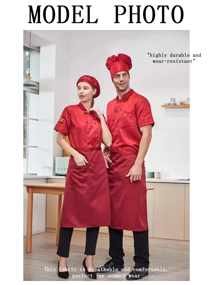 Cienka Profesjonalna Koszula Kucharska - Unisex Oddychająca Koszulka z Krótkim Rękawem Łatwa w Pielęgnacji do Wyigrywanego Pracy w Restauracji, Hotelu i Piekarni