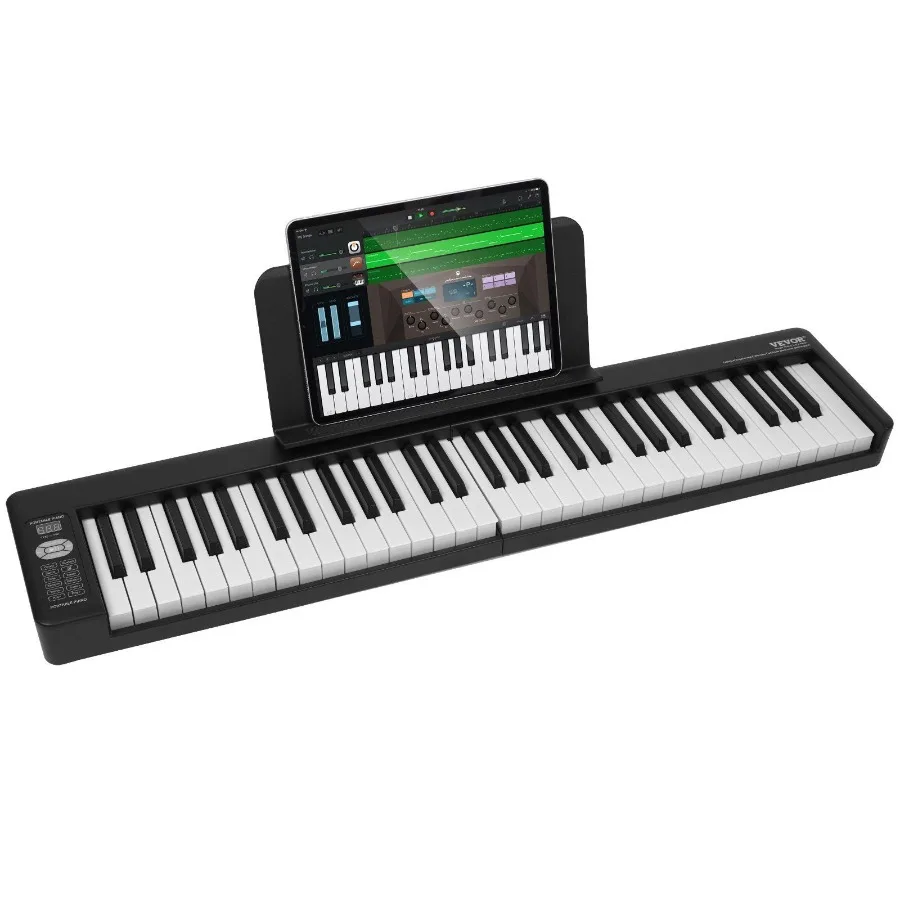

61 Key Folding Keyboard Piano Portable Foldable Piano Bluetooth MIDI Black