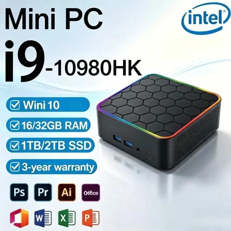 Intel Core i9 10980HK Mini PC Windows11 Small Pocket Cmputer 16GB RAM 1TB 2TB SSD WIFI6 BT5.2 4K Desktop PC Gaming Computer