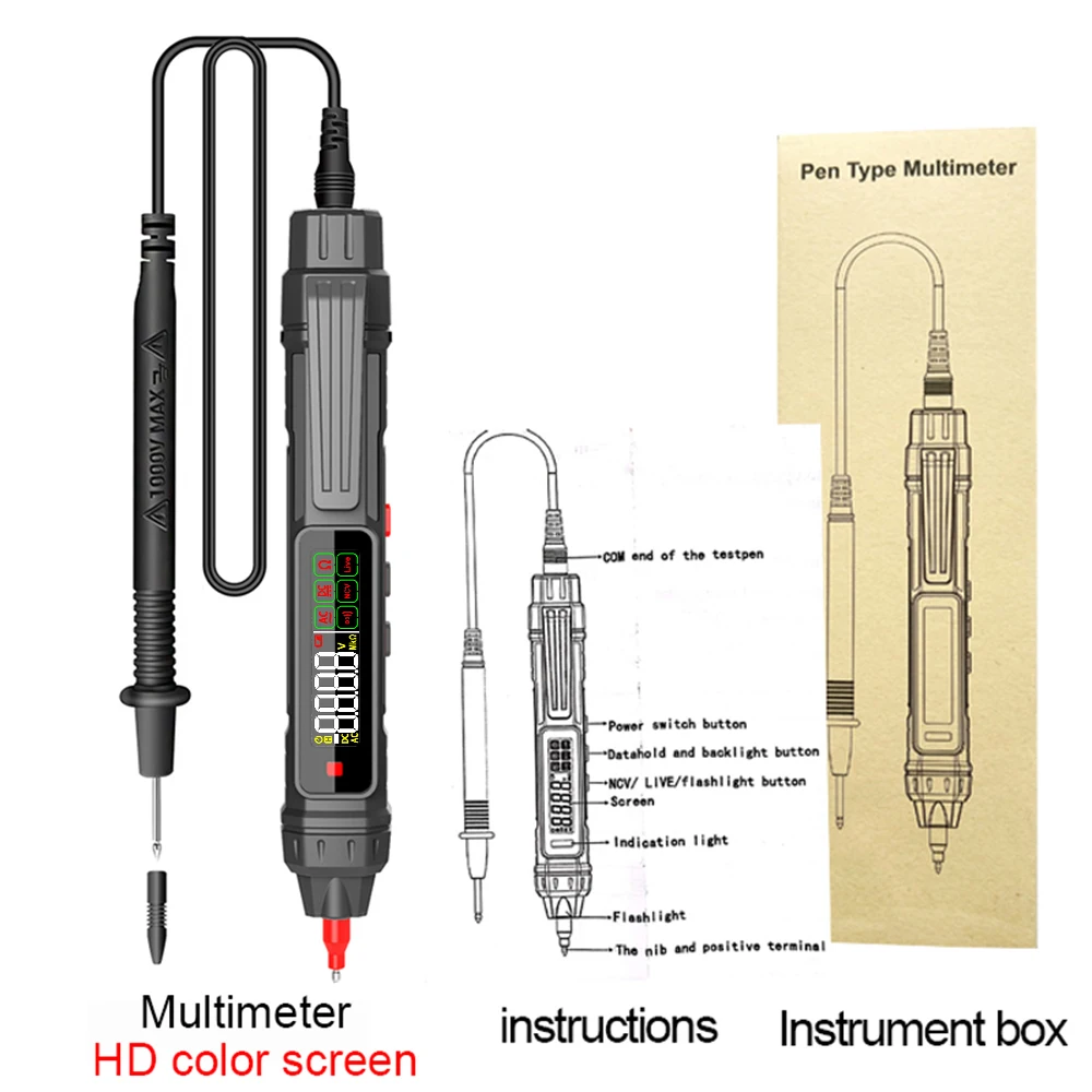 Multimètre numérique intelligent, stylo détecteur de tension sans Contact, gamme automatique de résistance, testeur de voltmètre NCV de haute précision