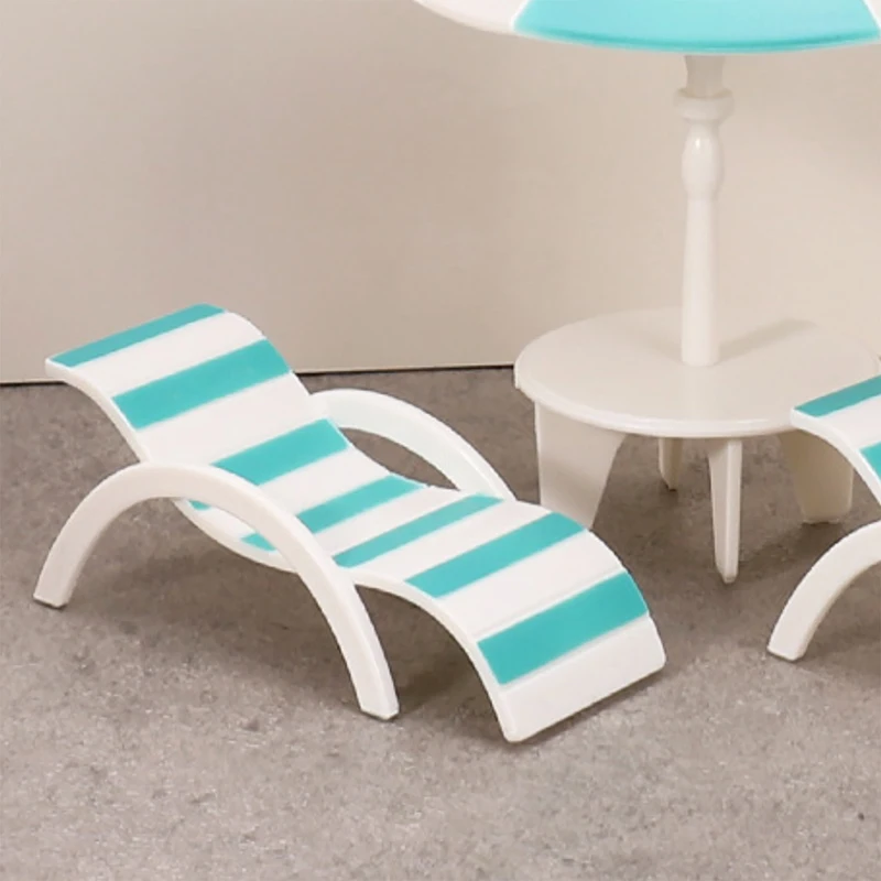 Mini Sun Umbrella Double Beach Chair Set Miniature Handicrafts Toy House Decoration Micro Landscape Ornaments