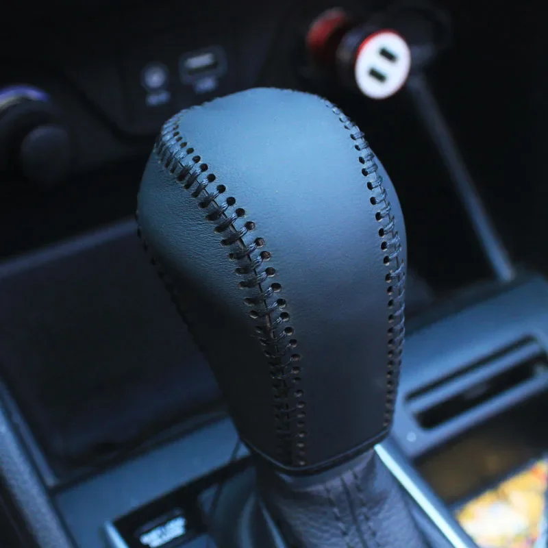 

Car Gear Shift Knob Cover For Hyundai Tucson New Santa Fe Ix45 Leather Gear Shift Grip Handle Case Gear Knob Protection