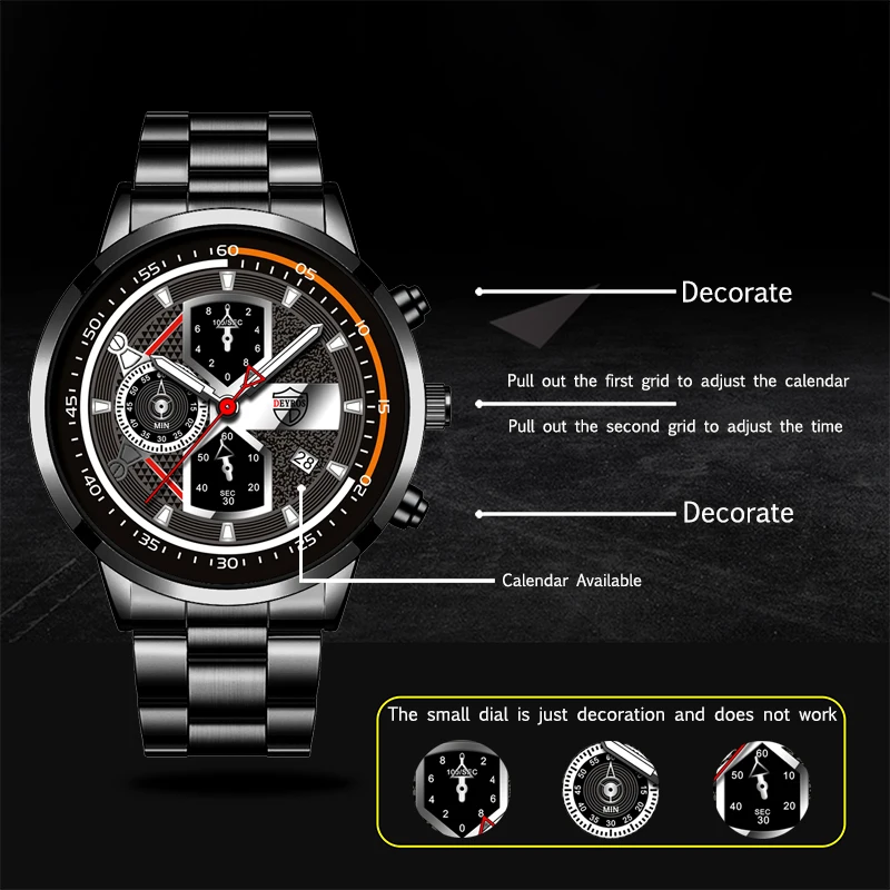 horloges mannen Merk Mannen Horloges Luxe Rvs Quartz Horloge Kalender Mannelijke Mode Sport Lederen Horloge Lichtgevende Klok