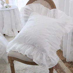 Off White Ruffle Lace Sofa Cushion Cover, Pillowcase, Decorative, Luxury, Home Decor