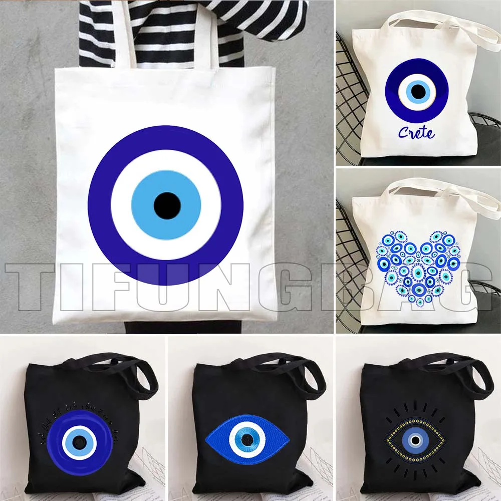 Nazar Good Luck CRETE GREECE Mati Blue Evil Eye Charm Amulet Love Heart Protection Colorful Amulet Mandala Cute Tote Bag Handbag