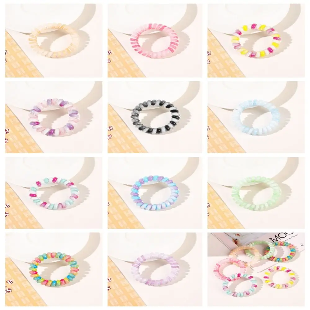 Hair Tie Stretch Spiral Cord Hair Ring Headwear Hair Rope Elastic Hair Tie Multicolor Elastic Multicolor Telephone Wire Girl