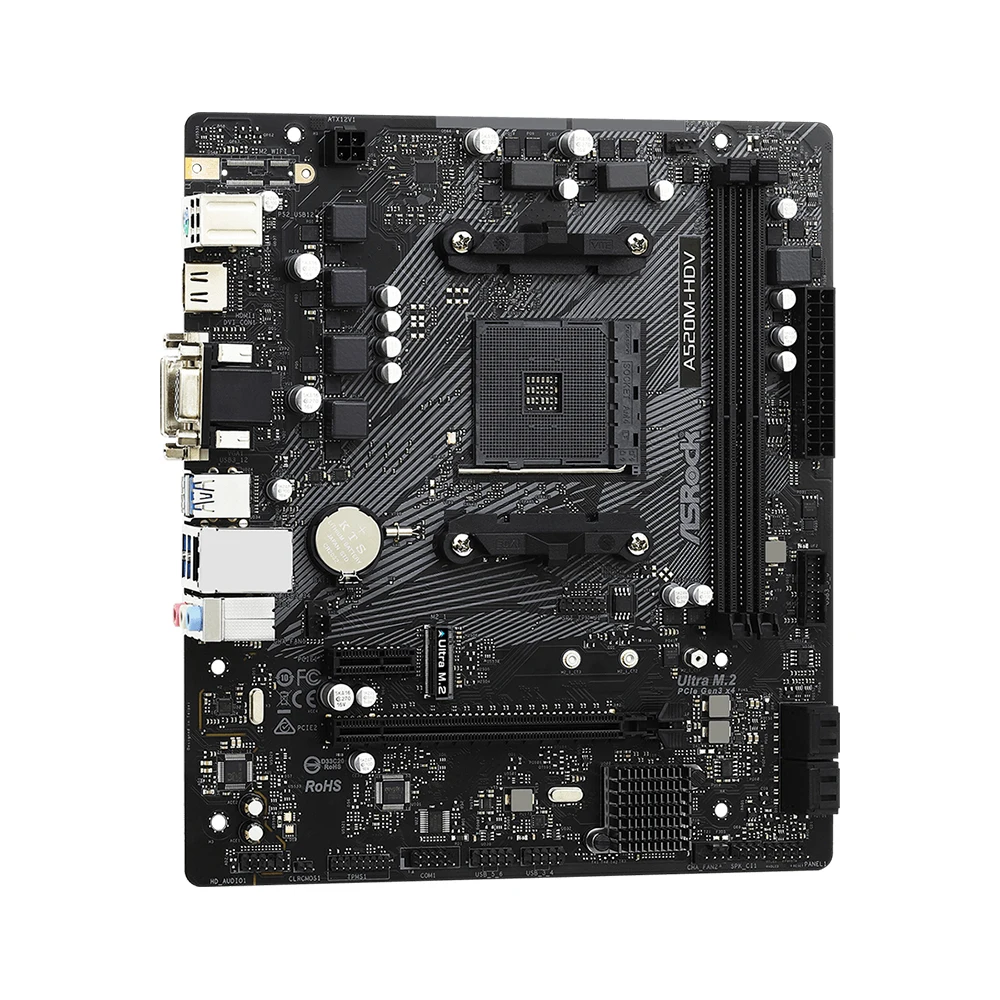 ASRock A520M-HDV マザーボード AMD A520 AMD対応 5950X 5800X3D 5700X 5600X 5600G CPU 4xDDR4 Micro ATX AM4 マザーボード