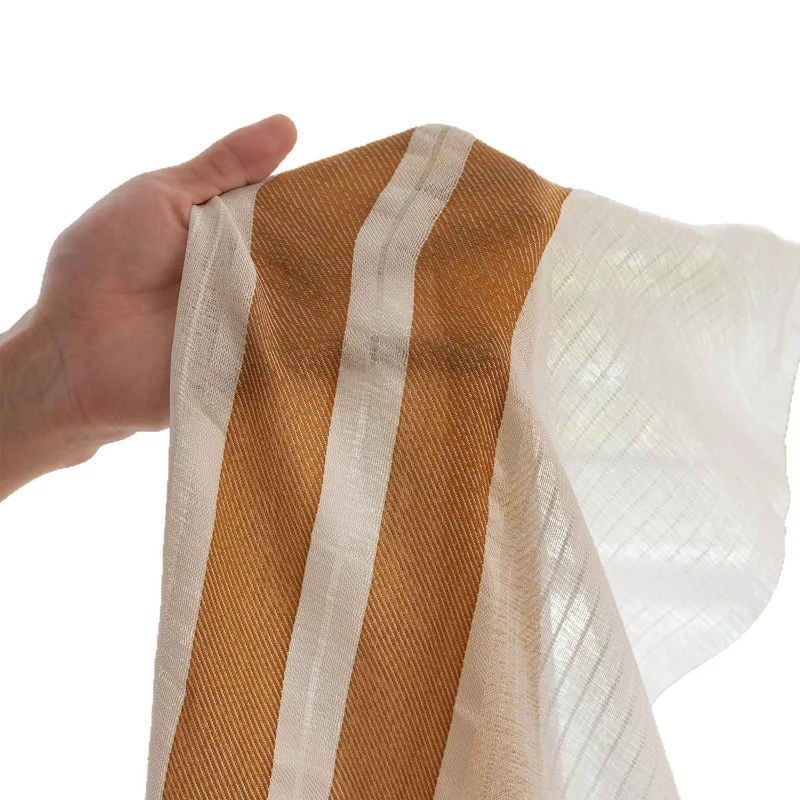 Striped Imitation Cotton Yarn for Living Room, Bedroom, Dining Room and Kitchen. Transparent Curtains. Finished Window Curtains.