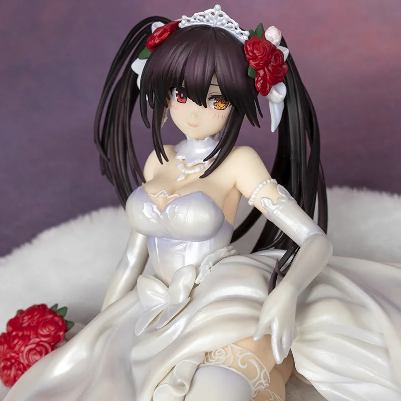 

Date A Live Madoka Tokisaki Wedding Dress Figure Japanese Anime Figure Sitting Pose 2d Anime Model Ornament Christmas Presents