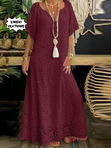 Imagen 2 del producto 2023 otoño banquete vestido de mujer de encaje con cuello en V elegante moda de mujer estilo de vacaciones vestido largo de mujer vestido blanco