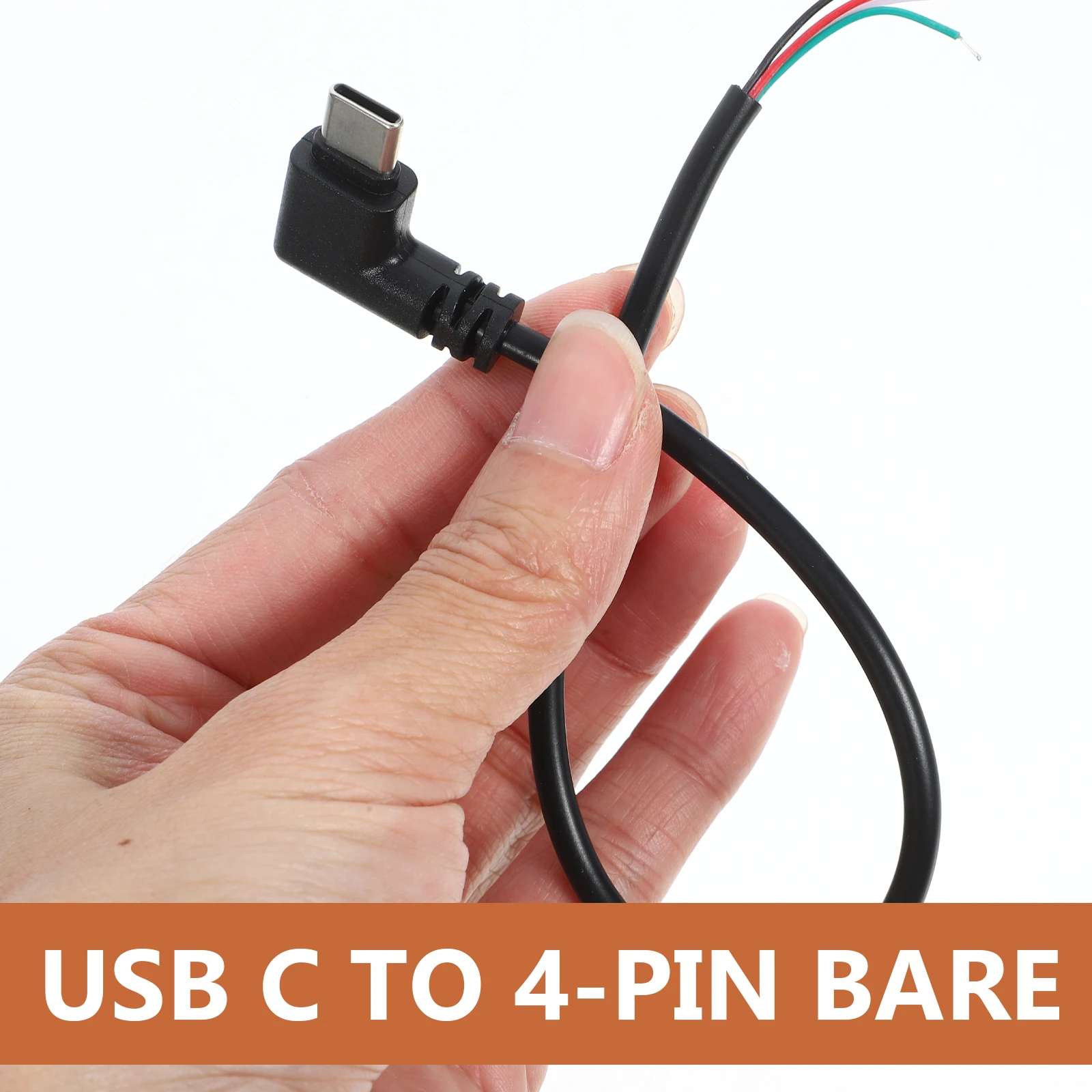 

4 Pcs Short Right Angle USB C to 4 Pin Bare Wire Open End Cable 90 Degree Male Plug PVC Replacement for 3D
