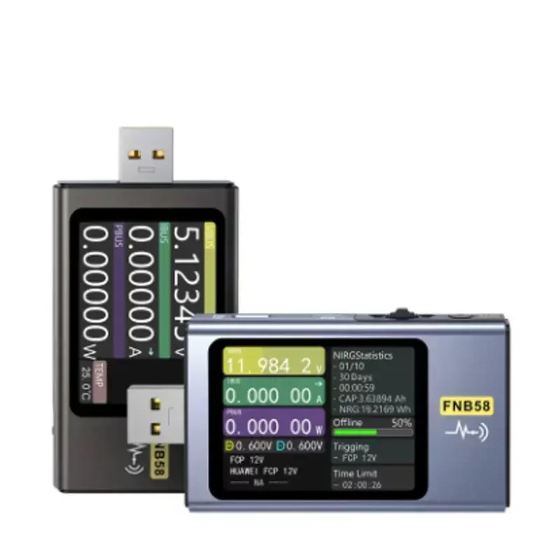 

FNIRSI-FNB58 USB Tester Voltmeter Ammeter TYPE-C Fast Charge Detection Trigger Capacity Measurement Ripple Measurement