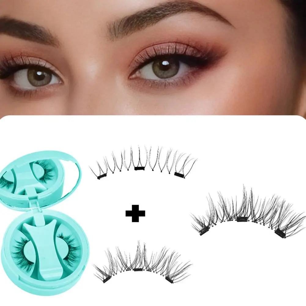 1 paio di ciglia magnetiche set strumenti di estensione ciglia riutilizzabili bigodino naturale ciglia finte con kit pinzette magnetiche