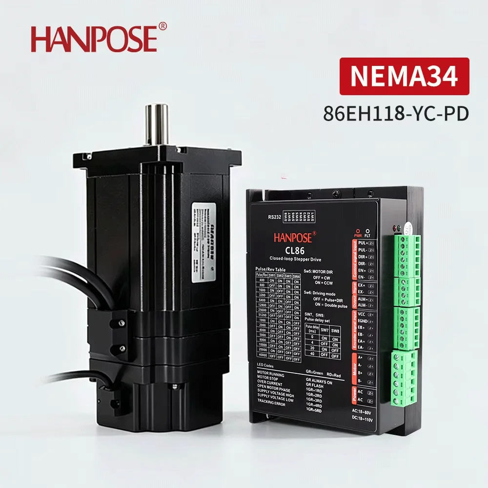 NEMA34 86EH80/86EH98/ 86EH118/86EH156-YC-PD Closed-Loop Stepper Motors with Brakes  Motors Designed for Industrial Automation