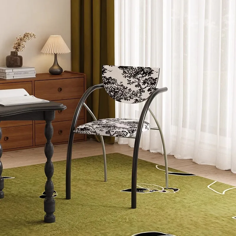 

Nordic Medieval Solid Wood Stainless Steel Designer Home Backrest Retro Soft Bag Dining Chair
