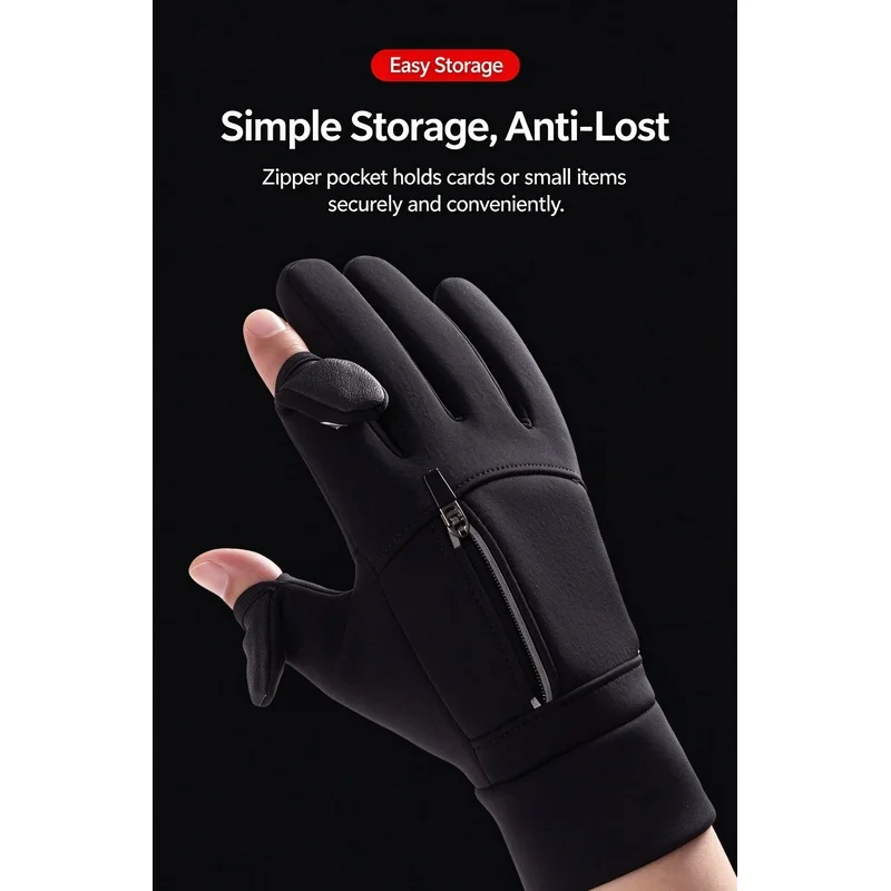 Cross-border cycling gloves, winter men's waterproof, warm, fleece-lined, touchscreen-compatible, windproof, for