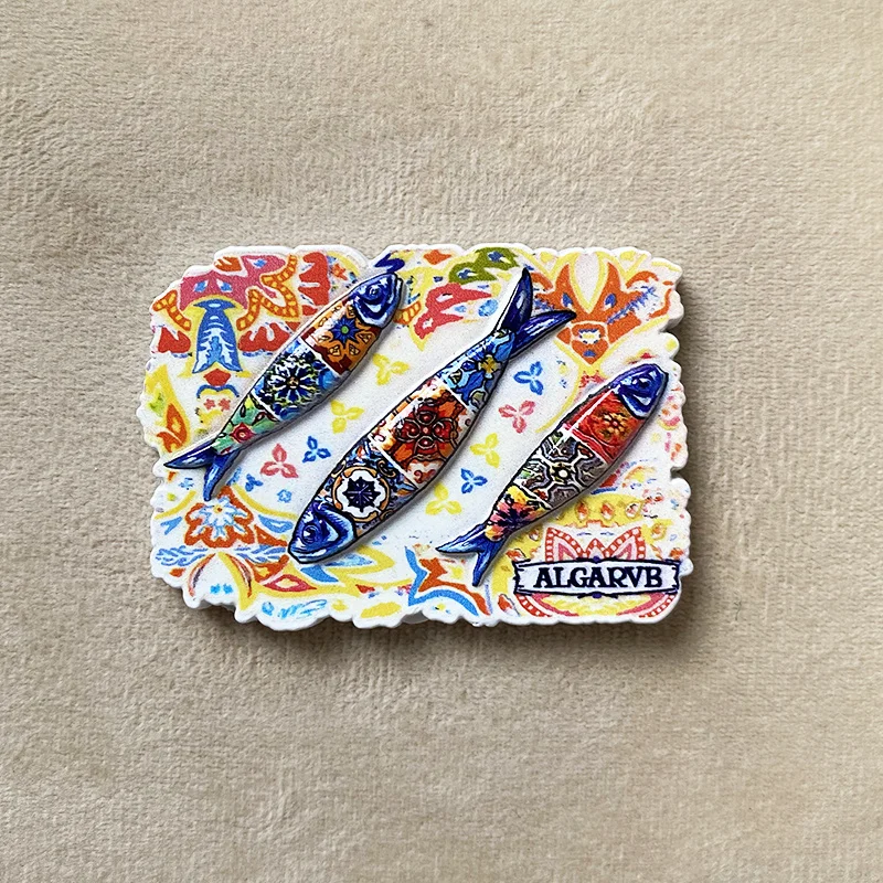 

Algarve, Portugal Europe Cute Fish Pattern Refrigerator Magnets Home Decor Items Room Decoration Fridge Magnet