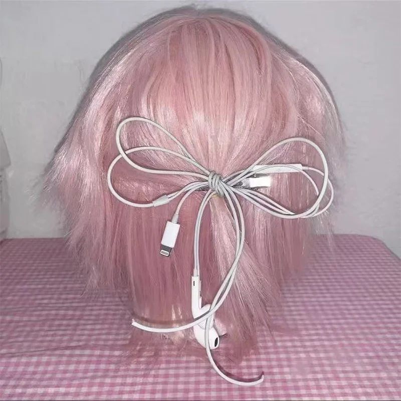 Y2K Vintage Headphone Cable Bow Hair Clip Creative And Personalized Accessory Fashionable Harajuku Subculture Style Hair Clip