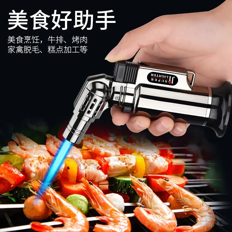 2022 Hot Selling Personalized Creative Outdoor Windproof Metal Lighter Gas Barbecue Kitchen Cigar Lighter High-end Gift