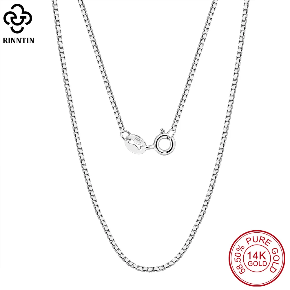 

Rinntin Real 14K Solid White Gold 0.8mm Box Chain Necklace for Women Yellow Gold Rose Gold AU585 Women's Neck Chain Jewelry GC05