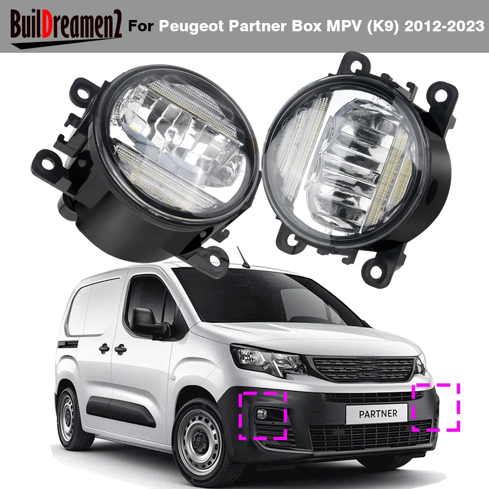 2 X Car Left + Right LED Fog Light DRL 30W 8000LM Front Fog Daytime Running Lamp H11 For Peugeot Partner Box MPV (K9) 2012-2023