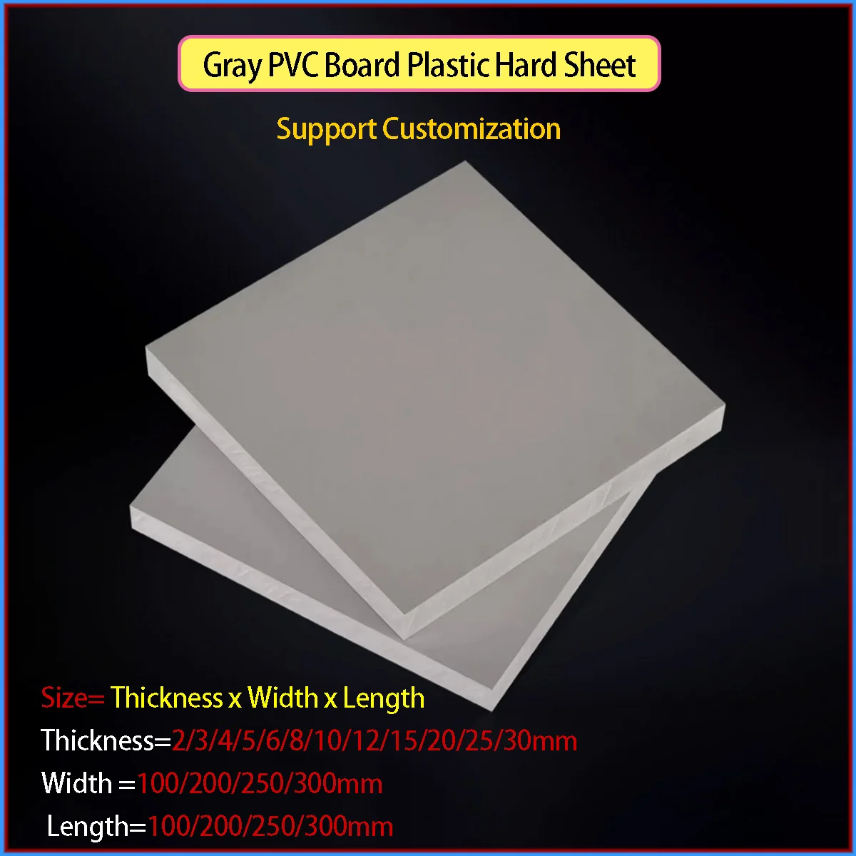 

1PCS Thick 2/3/4/5/6/8/10/12/15-30mm Gray PVC Board Plastic Hard Sheet For Electronic Equipment Etc Acid And Alkali Resistant