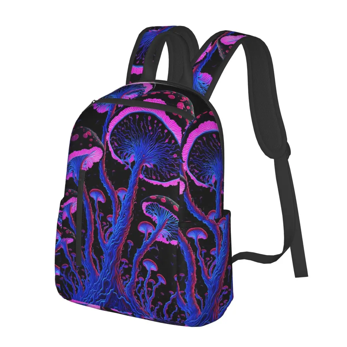 

Neon Glowing Magic Mushrooms Student Backpack School Bag Hiking Travel Daypack for Men Women Bookbag Shoulder Bags