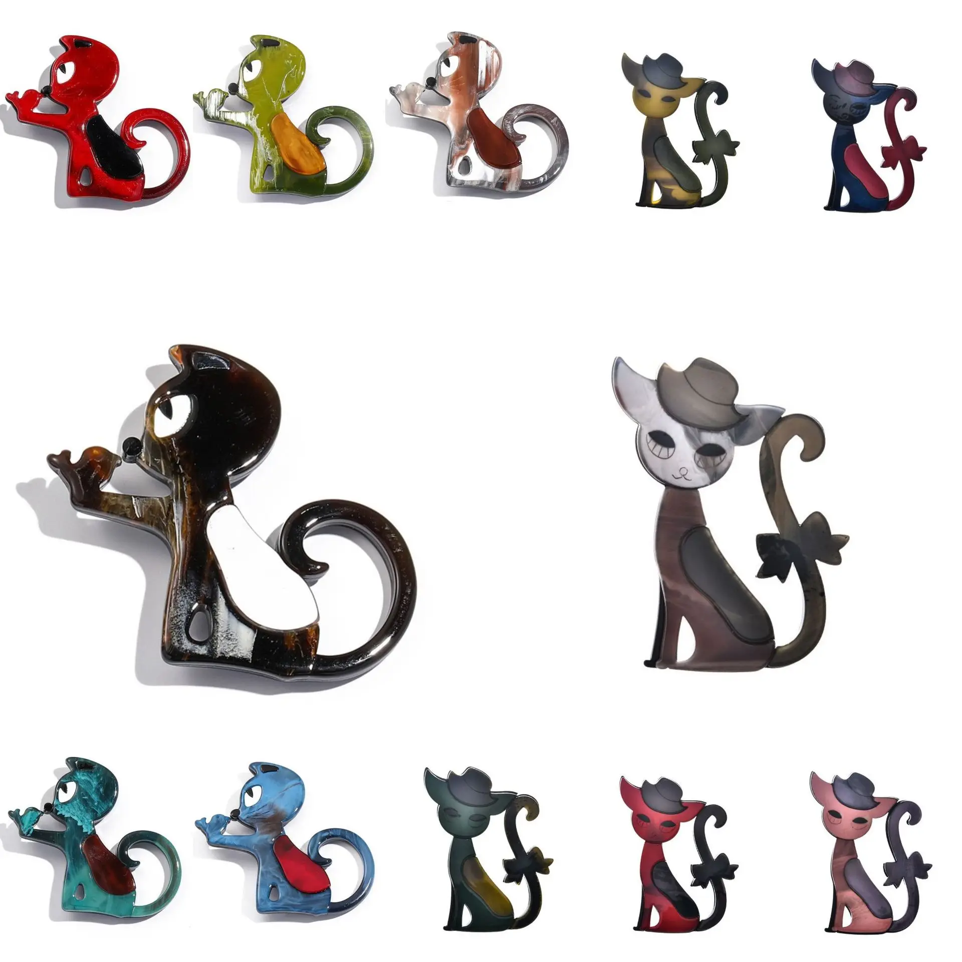 

DIY accessories New cat brooch acrylic cartoon cute pin ins style high-end niche jewelry wholesale girls gift