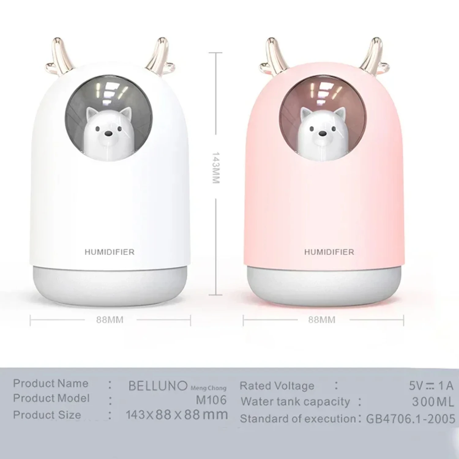 NEW 300ml Mini Ultrasonic USB Air Humidifier Diffuser with 7 Color LED Lamp for Office - Cute and Compact Cool Mist Humidificado