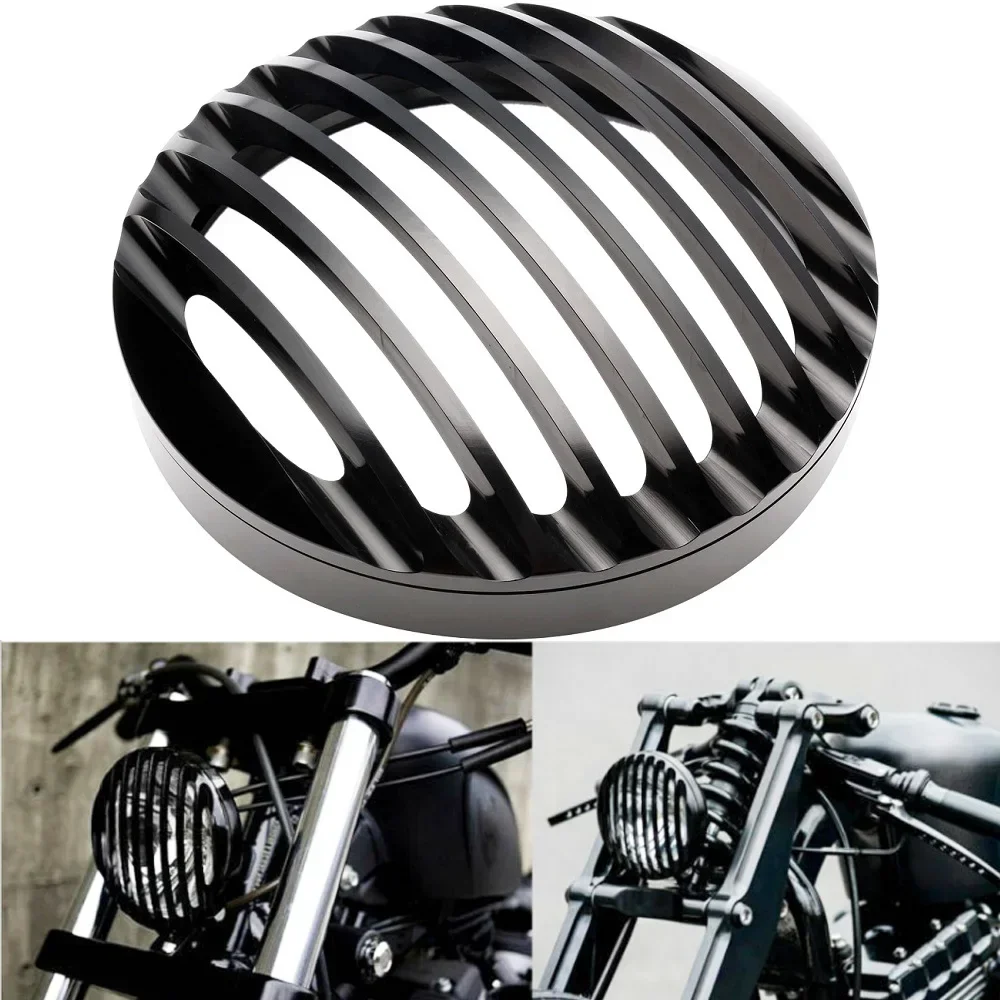 

5 3/4" Motorcycle Aluminum Front Headlight Grill Cover For Harley Sportster XL 883 Iron 1200 2004-up Custom XL1200C 1200