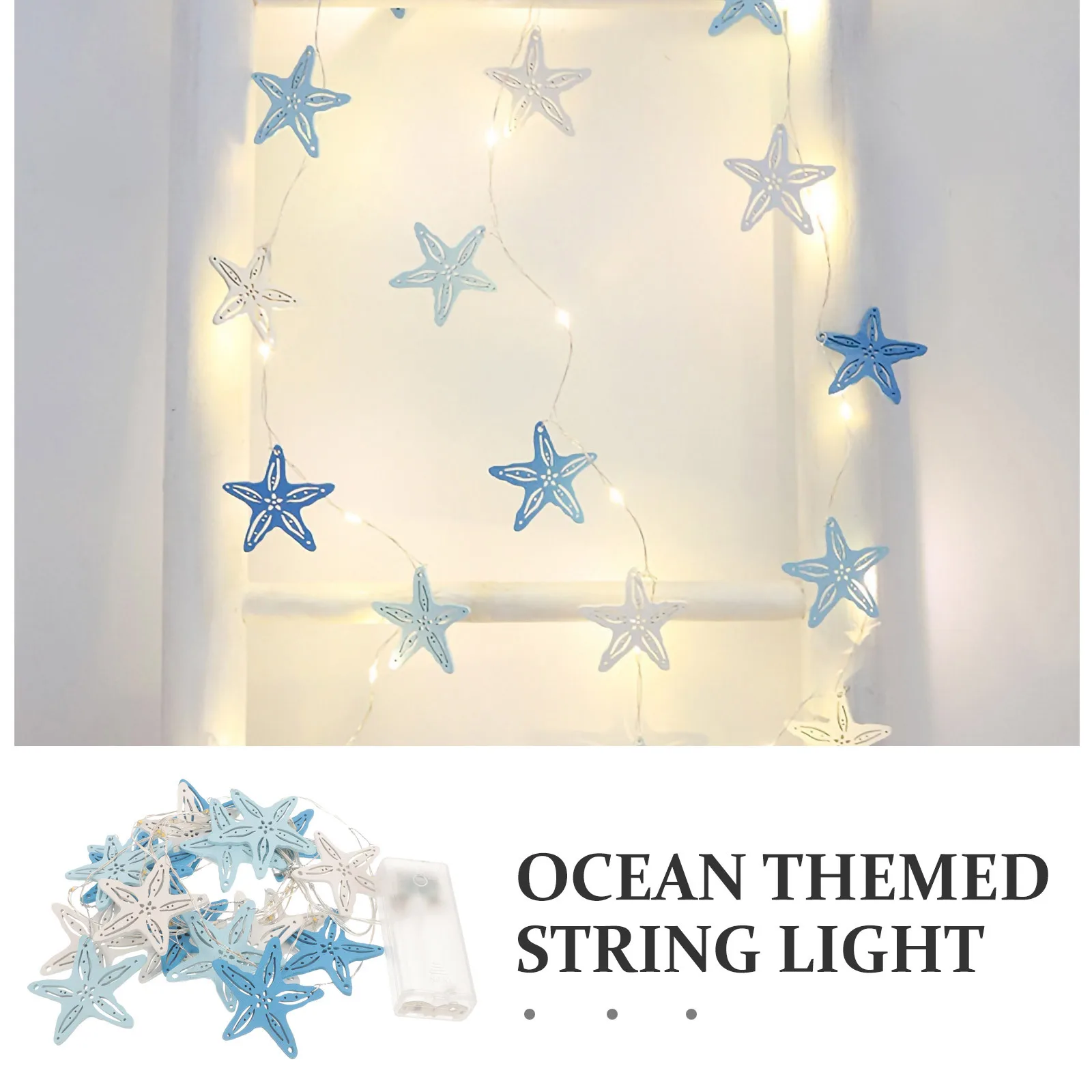 سلسلة أضواء نجمة البحر الخشب Led ديكور للحزب حديقة جدار نافذة السقف موضوع بحري تعمل