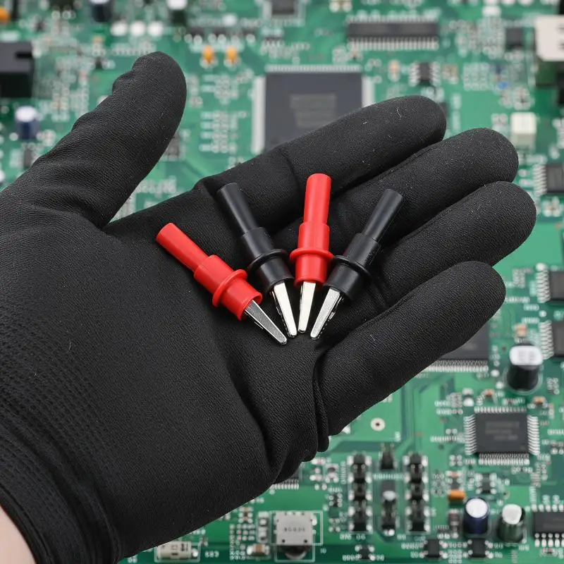 High-conductivity Multimeter Test Leads 4Pcs with Insulated Alligator Clips Non-Slip Handle for Testing