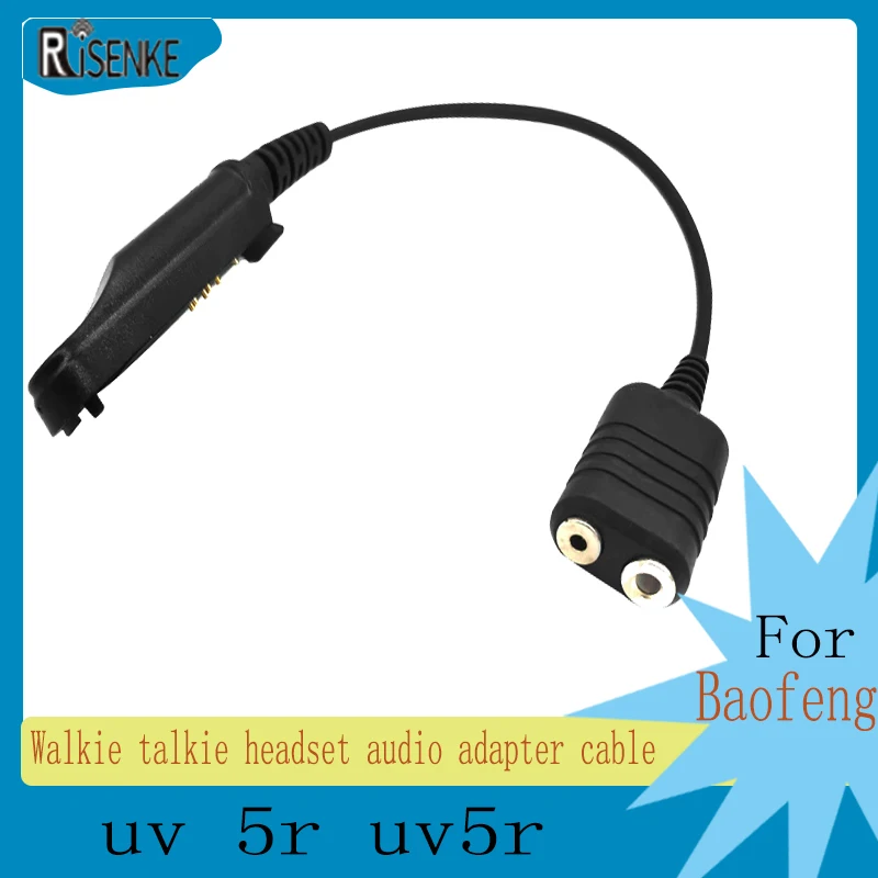 

RISENKE-Adapter for Baofeng Walkie Talkie, Audio Cable, 6 Pin, UV-9R Plus, UV-5R, BF-888S, BF-9700, A58, UV-XR, UV-5S, GT-3WP