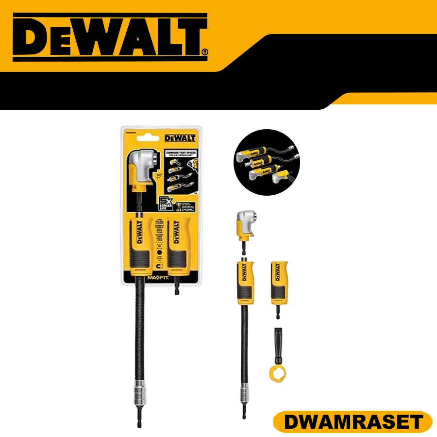 DEWALT 4-in-1 Right Angle Drill Adaptor Compact, Straight Flexible Power Tool Accessories (DWAMRASET)