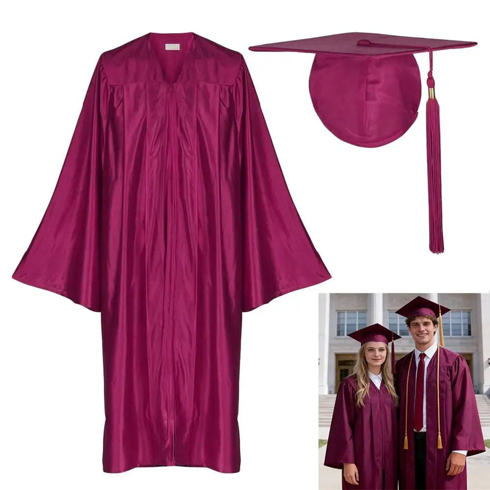 2pcs-set-v-neck-graduation-robe-set-with-tassel-loose-bachelor-gown-graduation-party-zipper-closure-master-gown-graduation