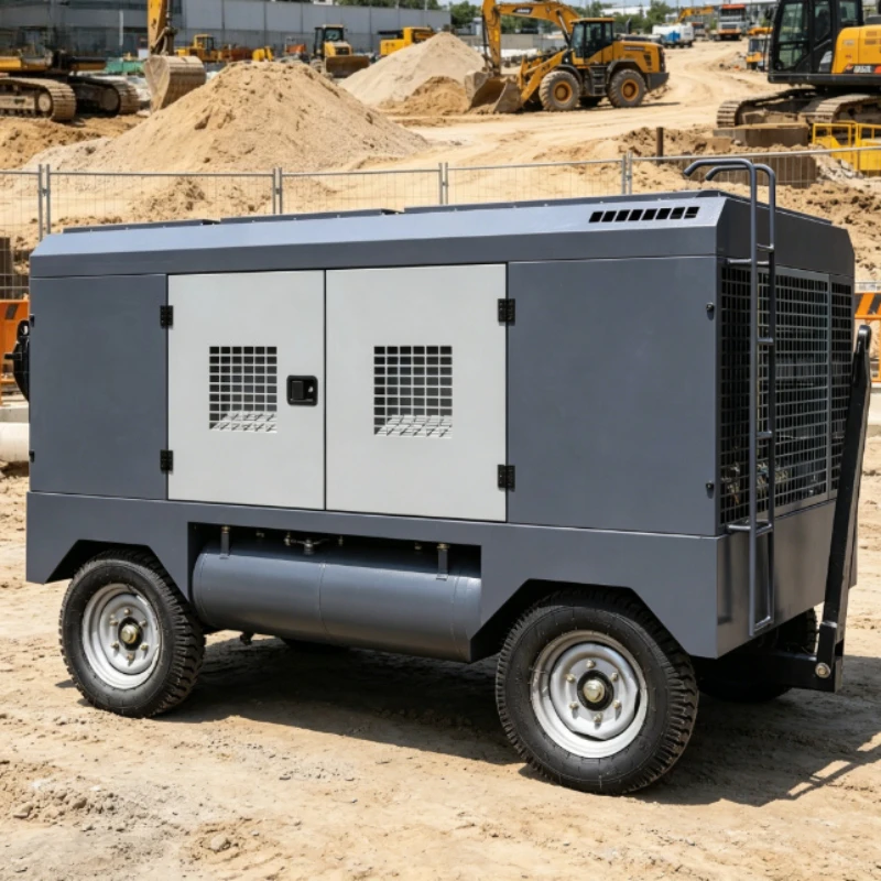 7~25 bar Heavy Duty Electric Engine Movable/Portable Drive Rotary Screw Air Compressor for Drilling and Mining Industry