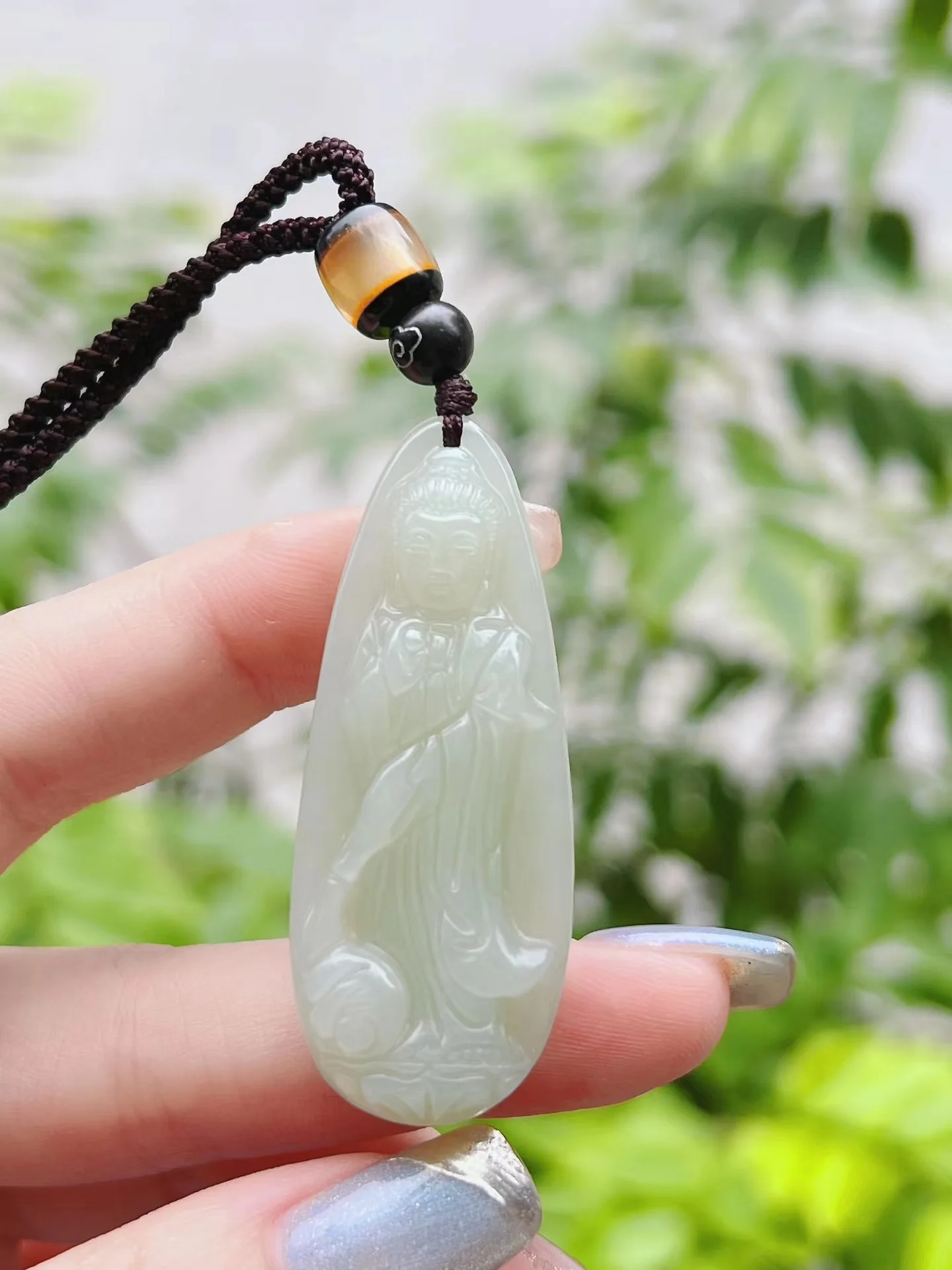 

Exquisite Hetian Jade Guanyin Pendant Jewelry 8281#