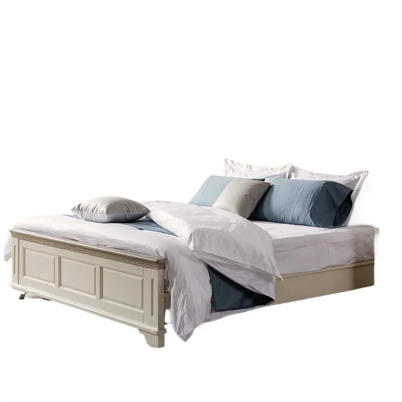 

American solid wood , all solid wood master bedroom 1.5m 1.8m white double wedding , small beautiful country style princess bed