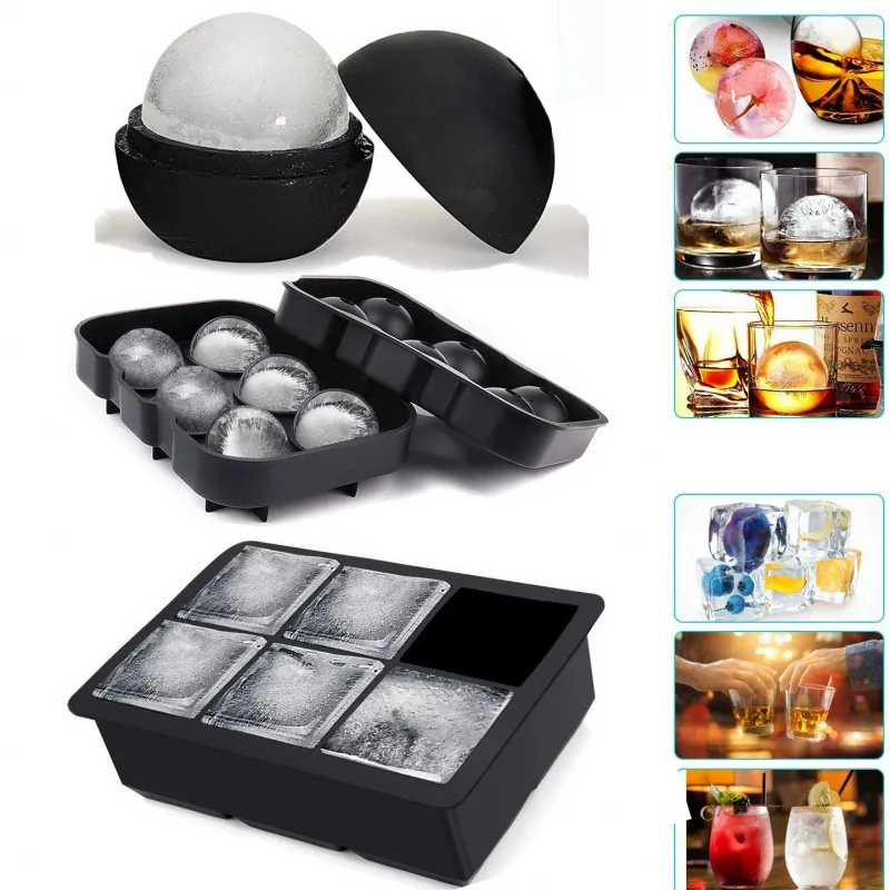 

Large Sphere Cube Molds 4/6/8Grid Whiskey Ice Mold Leak-free Round Ice Cube Mold Easy Fill & Release Ice Ball Maker Tools