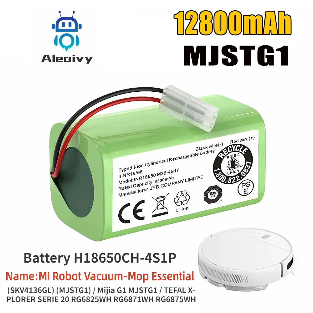 Battery H18650CH-4S1P for Robot Vacuum For Xiaomi Mi Robot Vacuum Mop Essential MJSTG1,Mijia G1,SKV4136GL,(12800 mAh 14.8 V)