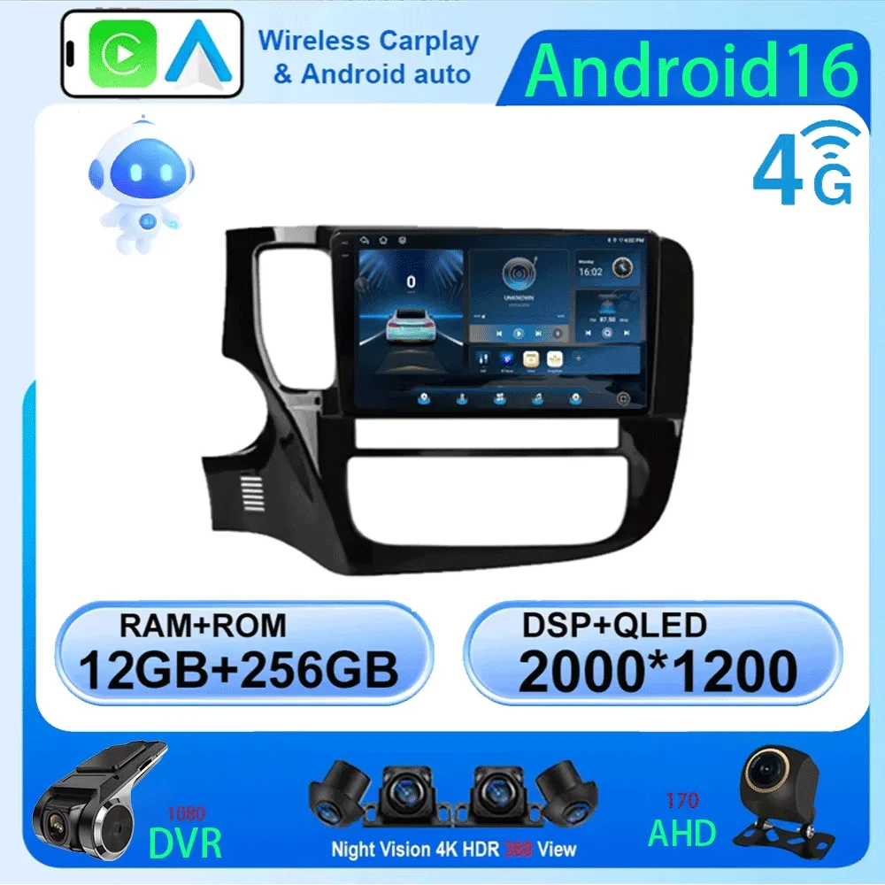 

Android 16 Carplay Auto Car Radio For Mitsubishi Outlander 3 GF0W GG0W 2012-2018 Multimedia GPS video Player Stereo 2din Head