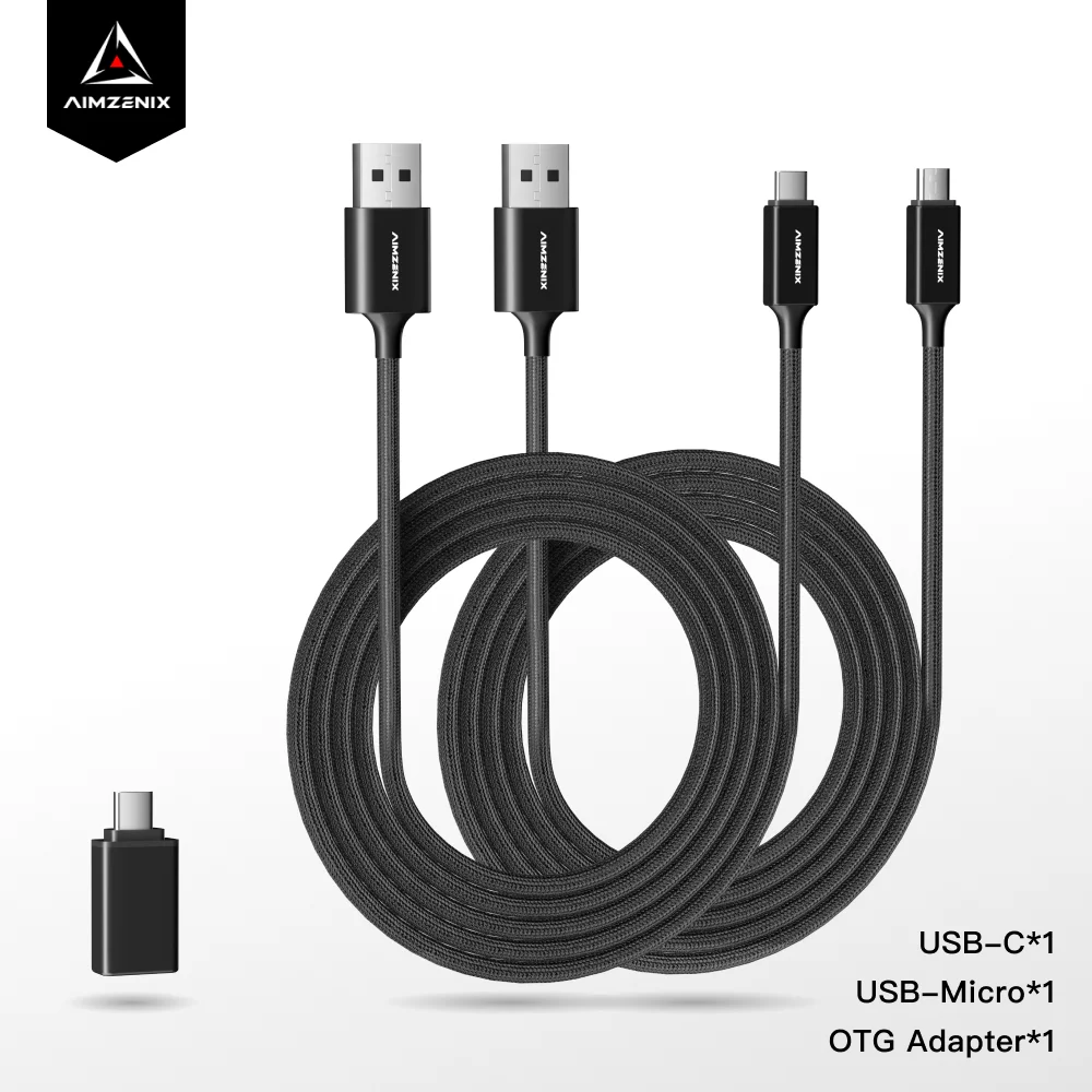 Aimzenix USB C data cable, USB-Micro data cable, OTG adapter, suitable for XBOX/PS4/Switch Pro controller connection, 100CM