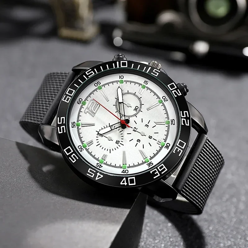 Luminous Sports Clock Relogio Masculino Luxury Men Watches Adjustable Strap Three Eyes Digital Dial Business Casual Quartz Watch