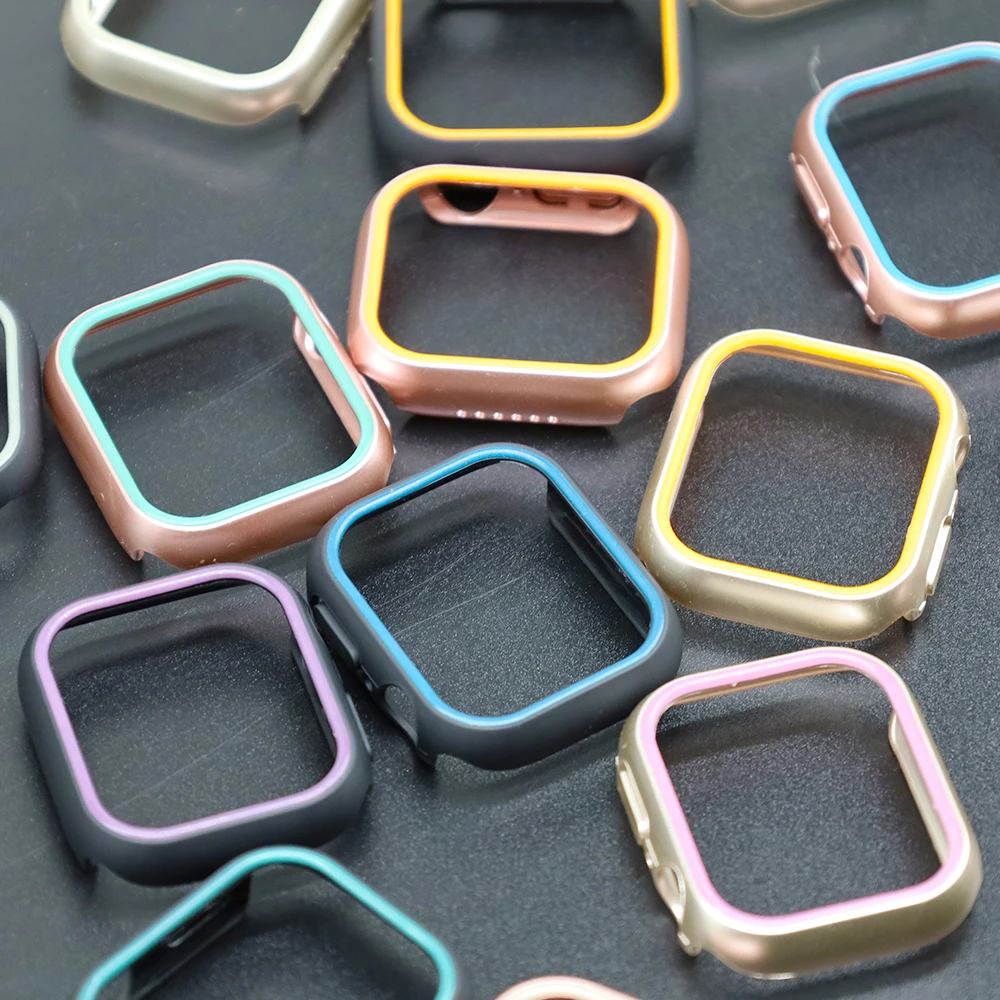 Cover luminosa per Apple Watch Case 45mm 44mm 41mm 40mm Hard PC paraurti accessori per telaio protettivo per iWatch 9 8 7 6 5 SE 4