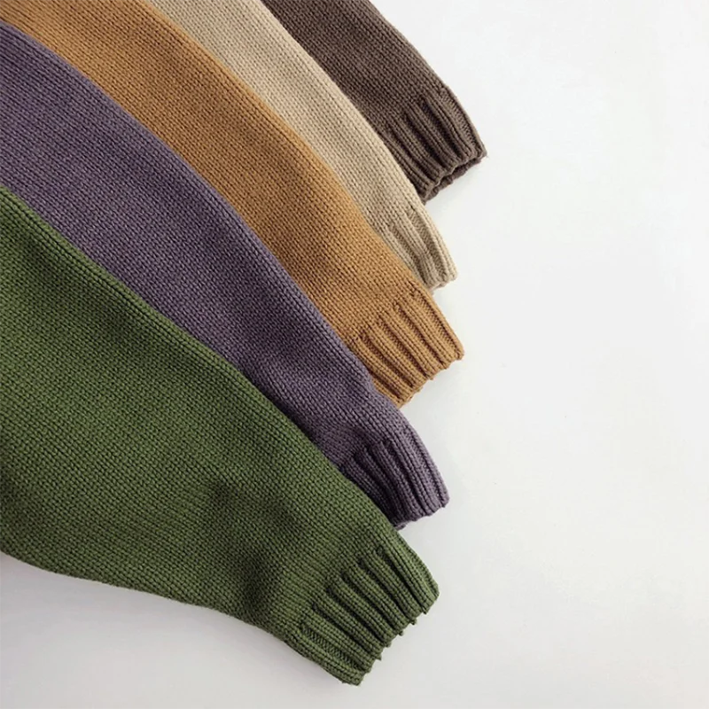 Herbst-Winter-Mode: Warme Pullover für Jungen und Mädchen, einfarbig, gestrickt, mit Rundhalsausschnitt, Oberteile für Kinder im Alter von 2 bis 8 Jahren, Unterhemd. – Detail 10