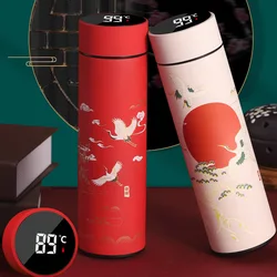 Chinese Style Thermo Bottle Cup Smart Temperature Display Potable Heat Hold Vacuum Flask For Thermos Mug Cups 500ML
