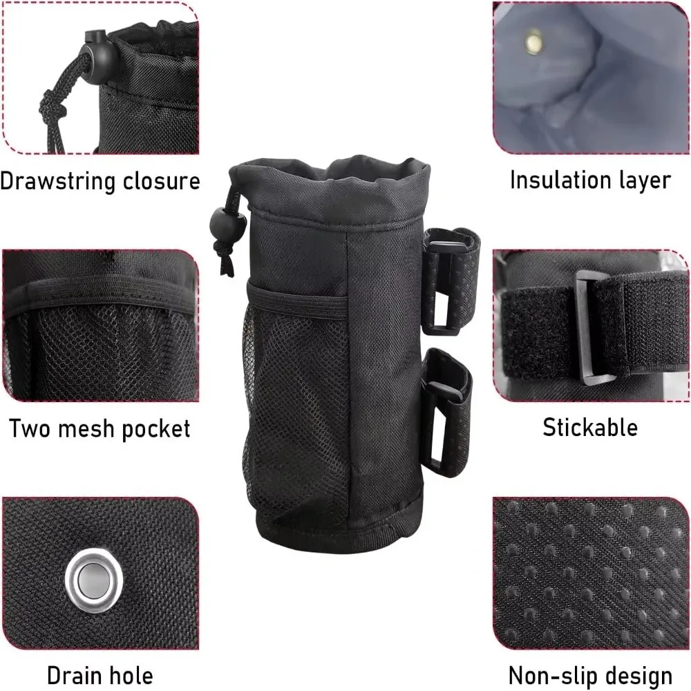 Insulated Scooter Water Bottle Holder Mesh Bag Bumper Cover Bike Cup Holder Handlebar Cup Holder Electric Scooter Handlebar view 2